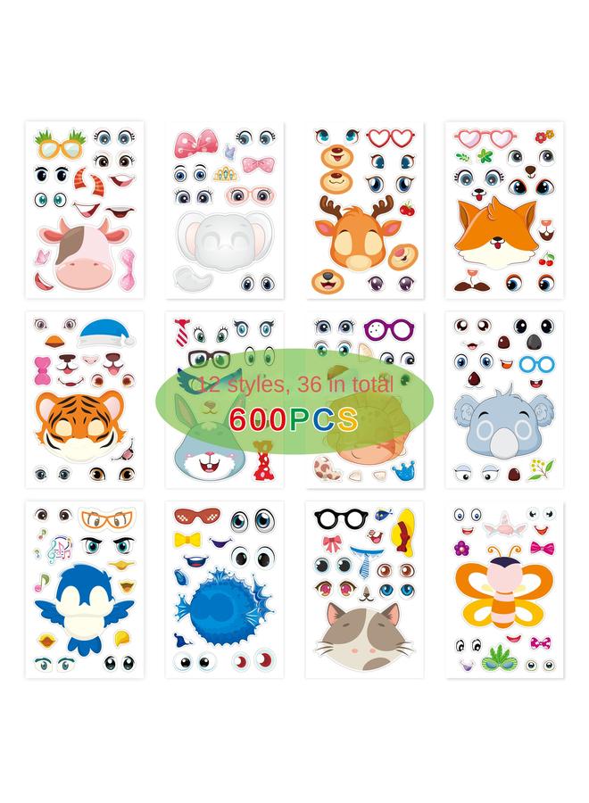 Bluejw Make A Face Sticker Sheets Animal For Kids Animal Face Changing Sticker - Image 1