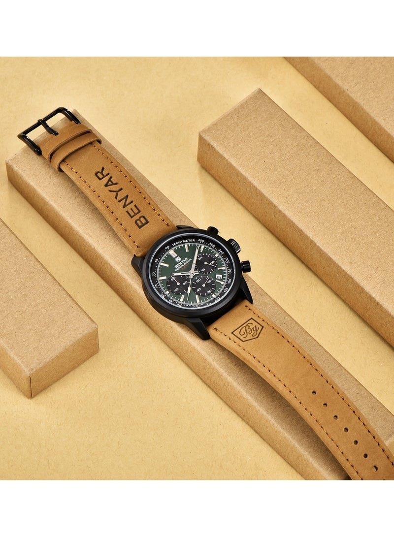 BENYAR Watches for Men Luxury Quartz Water Resistant Watch Men's Chronograph Genuine Leather Strap 5188 - Image 5