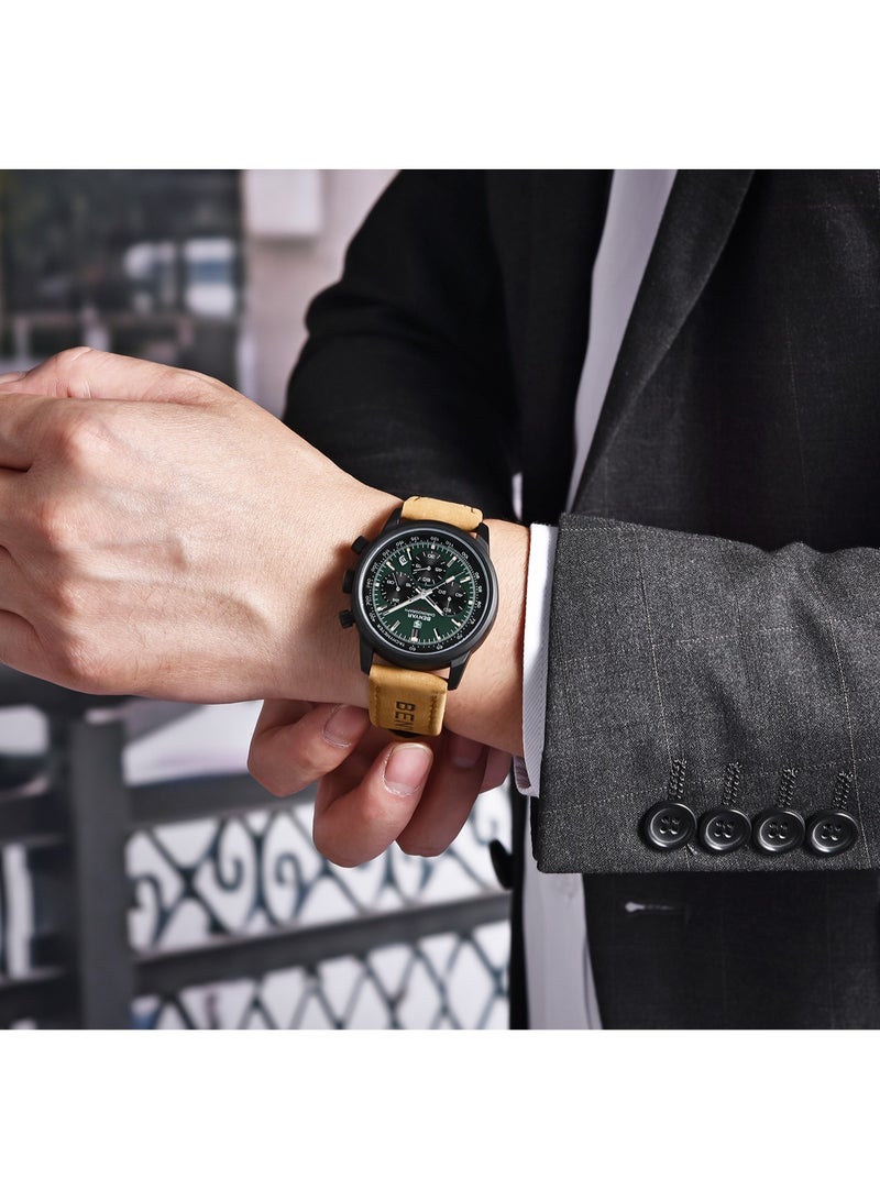 BENYAR Watches for Men Luxury Quartz Water Resistant Watch Men's Chronograph Genuine Leather Strap 5188 - Image 3