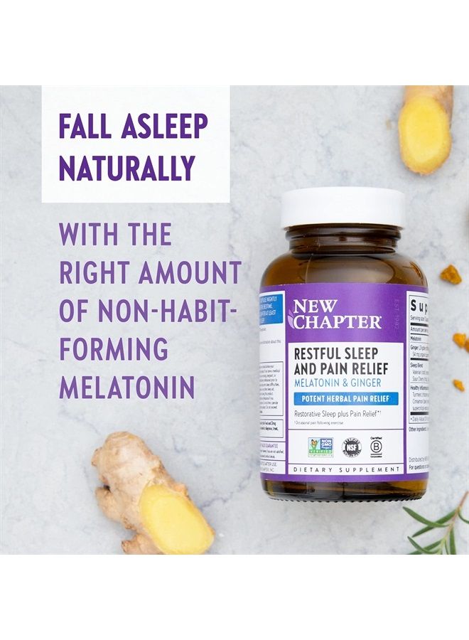 New Chapter Melatonin & Ginger Sleep Supplement, New Chapter Sleep Aid,  Restful Sleep and Pain Relief, Gluten Free and Non-GMO, 30 Vegetarian Capsules - Image 3