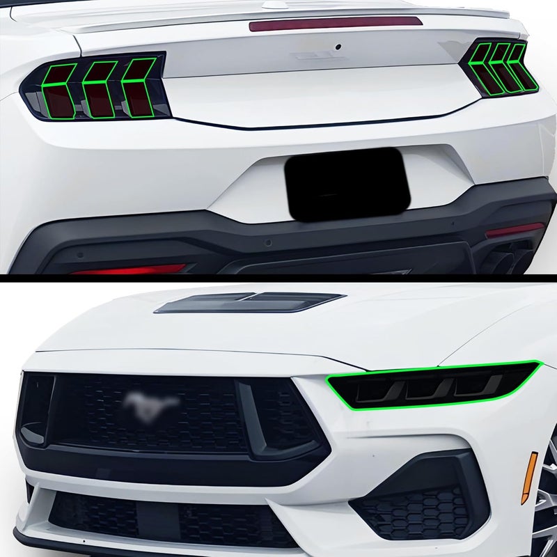 BOGAR TECH DESIGNS Full Headlight Taillight Tint Kit for Ford Mustang 2024-2025, Dark Smoke - Image 1