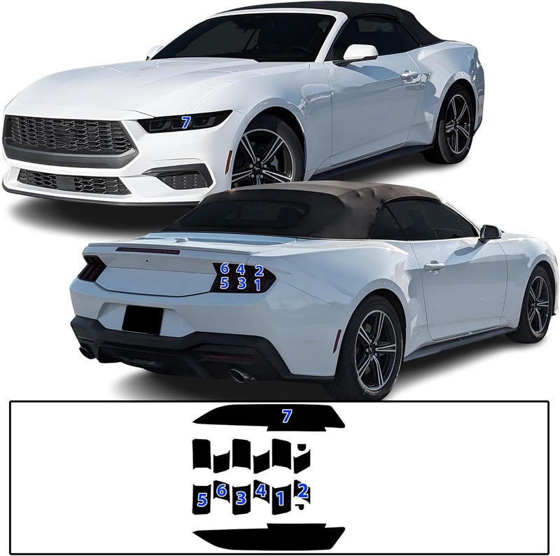 BOGAR TECH DESIGNS Full Headlight Taillight Tint Kit for Ford Mustang 2024-2025, Dark Smoke - Image 5