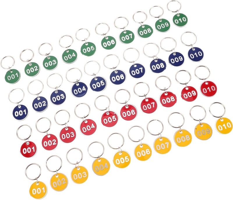 40pcs Numbered Double-Sided Metal Key Tags with Rings, Color-Coded Sauna Storage Hand Plates for Locker Identification and Key Management - Image 1