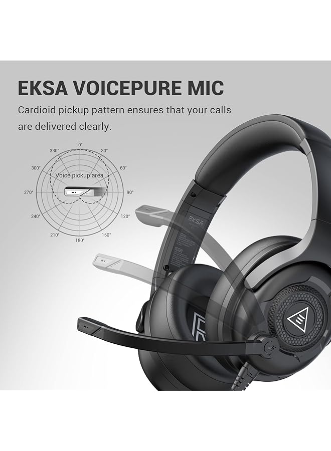 EKSA E4 Aircomfy Headsets With Microphone Noise Cancelling Over Ear Pc Headphones Crystal Clear Surround Sound 263G Ultra Lightweight 3.5Mm Wired Computer Headset For Laptop/Ps4/Ps5/Xbox/Switch - Image 4