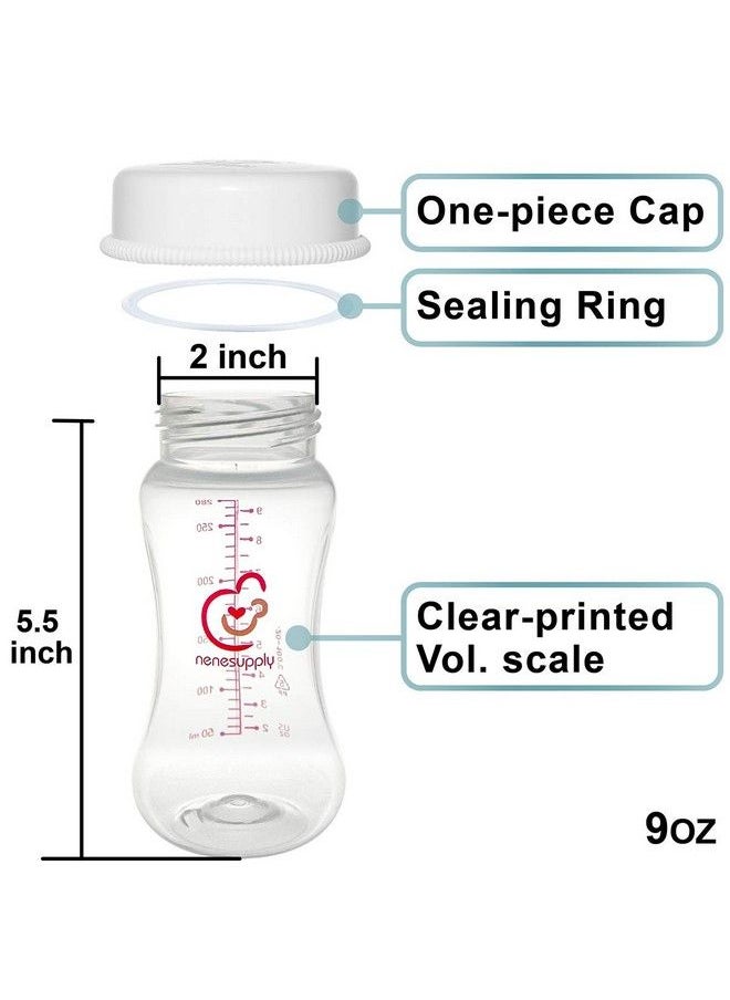 NENESUPPLY 9Oz Wide Neck Breast Pump Bottles Use As Bottles For Pumping With Spectra S1 Spectra S2 9 Plus Breast Pumps. Pump Bottles For Spectra Pump. Breastmilk Storage And Collection Bottles  - Image 5