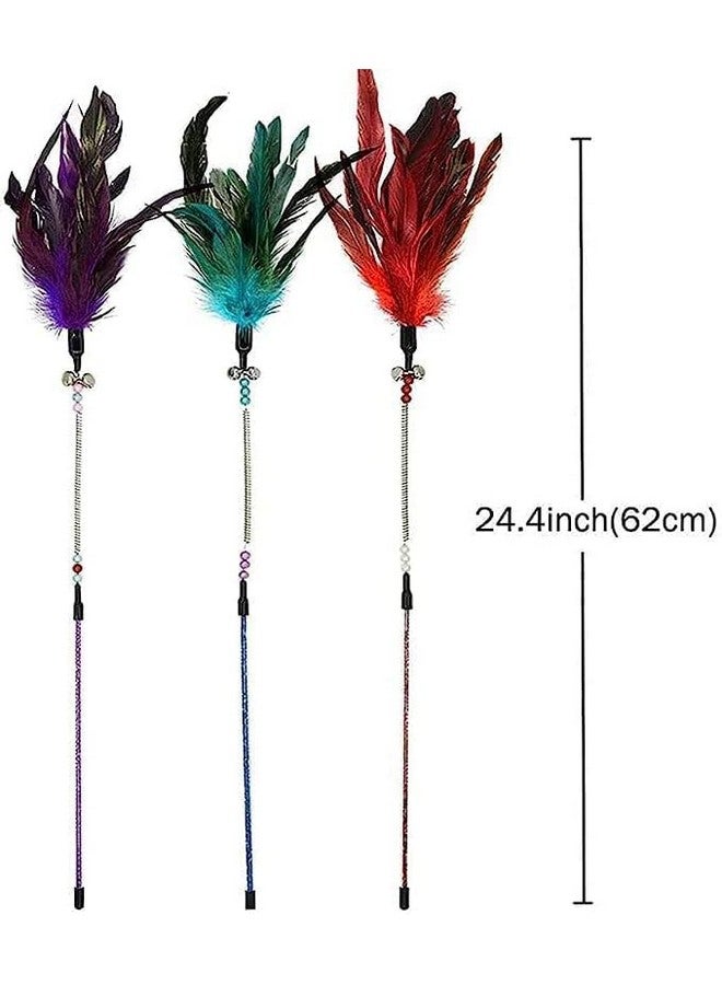 عصا زنبركية على شكل ريشة قطة - عصا جرس تفاعلية للقطط للاستمتاع باللعب بلا نهاية وتحفيز عقلي | قم بتشغيل غرائز قطتك الطبيعية للصيد والانقضاض (عبوة من قطعة واحدة) - Image 3