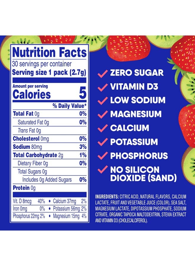 جو هايدرايت أكياس مسحوق الترطيب الفوري من جوهيدرات - مزيج مشروب منخفض الصوديوم بالإلكتروليتات - دعم طبيعي للترطيب، مشروب مسحوق بنكهة الإلكتروليتات خالي من السكر مع فيتامين د، 30 عبوة، بنكهة الكيوي والفراولة - Image 3