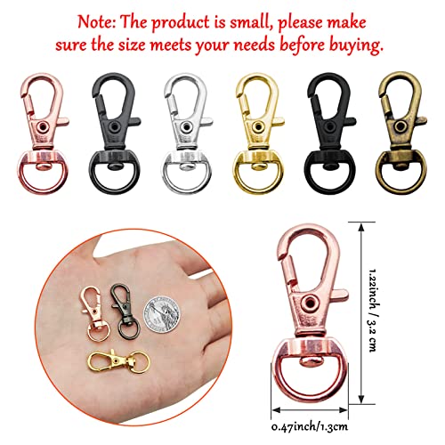 Oubaka 60Pcs Colored Swivel Lanyard Snap Hook,Metal Key Chain Clip Hooks Swivel Clasp Swivel Hook Keychain Hooks for Lanyard Key Rings Crafting Supplies(6 Colors) - Image 5