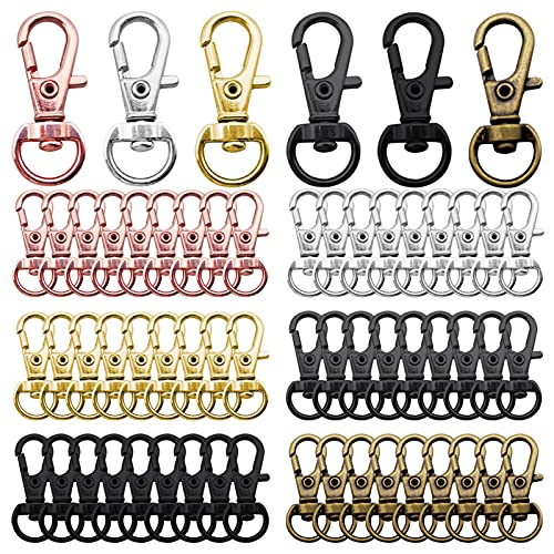 Oubaka 60Pcs Colored Swivel Lanyard Snap Hook,Metal Key Chain Clip Hooks Swivel Clasp Swivel Hook Keychain Hooks for Lanyard Key Rings Crafting Supplies(6 Colors) - Image 1