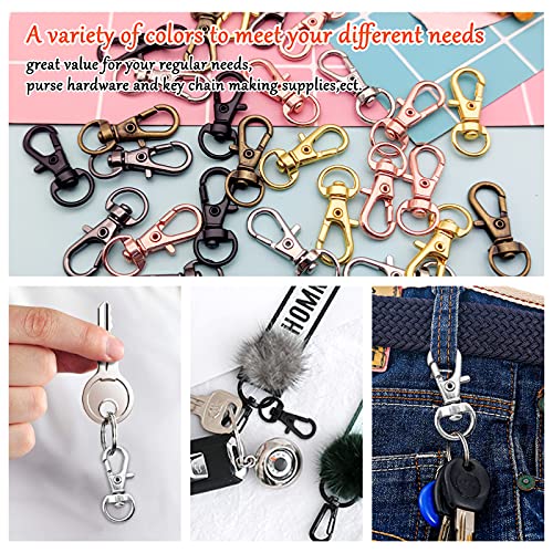 Oubaka 60Pcs Colored Swivel Lanyard Snap Hook,Metal Key Chain Clip Hooks Swivel Clasp Swivel Hook Keychain Hooks for Lanyard Key Rings Crafting Supplies(6 Colors) - Image 3
