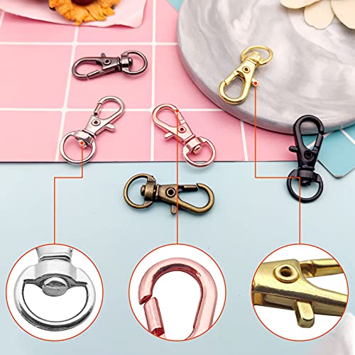 Oubaka 60Pcs Colored Swivel Lanyard Snap Hook,Metal Key Chain Clip Hooks Swivel Clasp Swivel Hook Keychain Hooks for Lanyard Key Rings Crafting Supplies(6 Colors) - Image 4