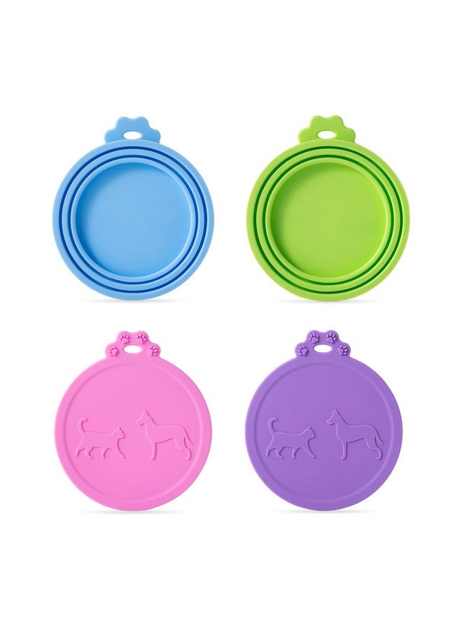 مجموعة من 4 أغطية علب طعام الحيوانات الأليفة، أغطية علب طعام القطط والكلاب العالمية، 1 تناسب 3 أغطية علب قطط بمقاس قياسي لتخزين طعام الحيوانات الأليفة (أزرق + أخضر + وردي + أرجواني) - Image 1