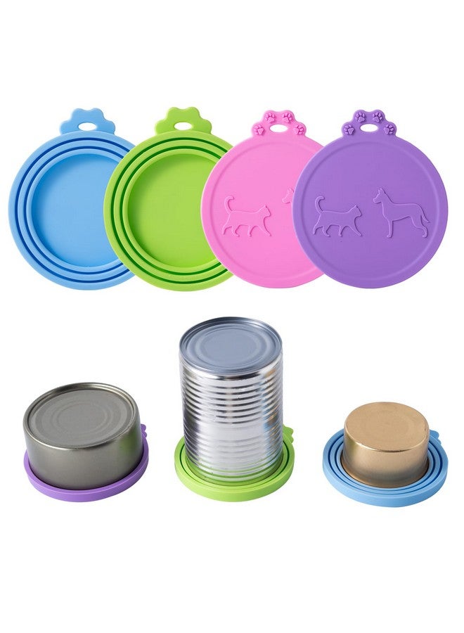 مجموعة من 4 أغطية علب طعام الحيوانات الأليفة، أغطية علب طعام القطط والكلاب العالمية، 1 تناسب 3 أغطية علب قطط بمقاس قياسي لتخزين طعام الحيوانات الأليفة (أزرق + أخضر + وردي + أرجواني) - Image 3