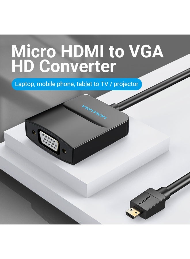 VENTION Micro HDMI to VGA Converter with Female Micro USB and Audio Port  0.15M Black Model # AGBBB - Image 2