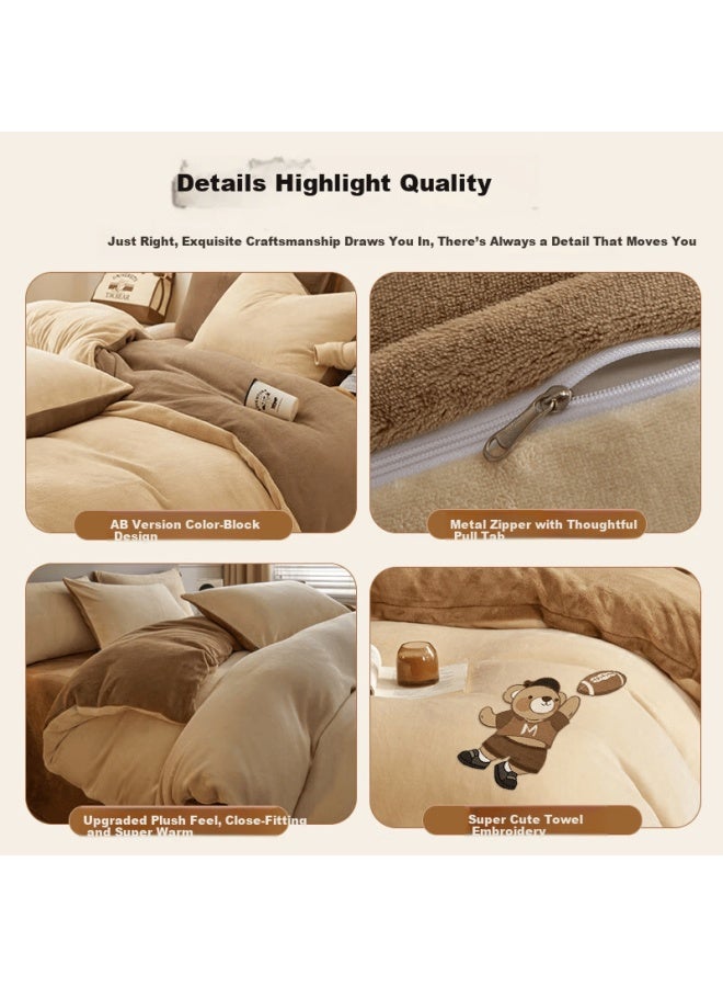 Muji Winter Thickened Milk Velvet Duvet Cover Single Double Flannel Cartoon Bedding Cover 200*230cm - Image 4