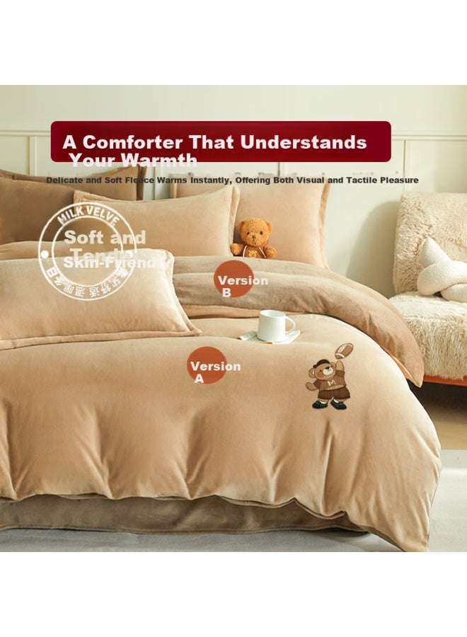 Muji Winter Thickened Milk Velvet Duvet Cover Single Double Flannel Cartoon Bedding Cover 200*230cm - Image 1