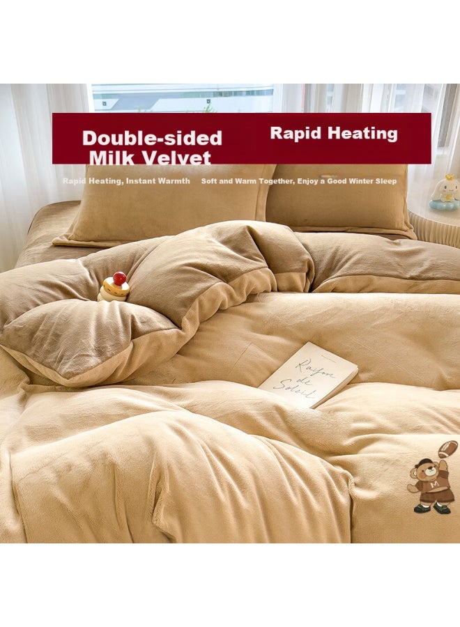 Muji Winter Thickened Milk Velvet Duvet Cover Single Double Flannel Cartoon Bedding Cover 200*230cm - Image 2