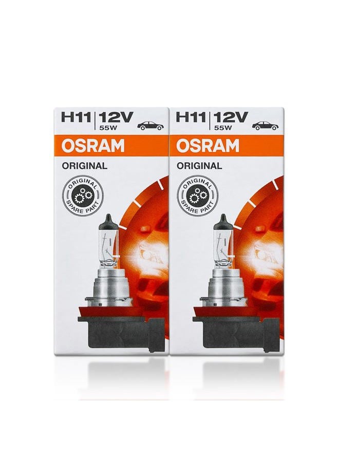 OSRAM H11 64211L+ DOT Original Standard Halogen Bulb 12V 55W 3800K PGJ19-2 Made in Germany/Pack of 2 - Image 2
