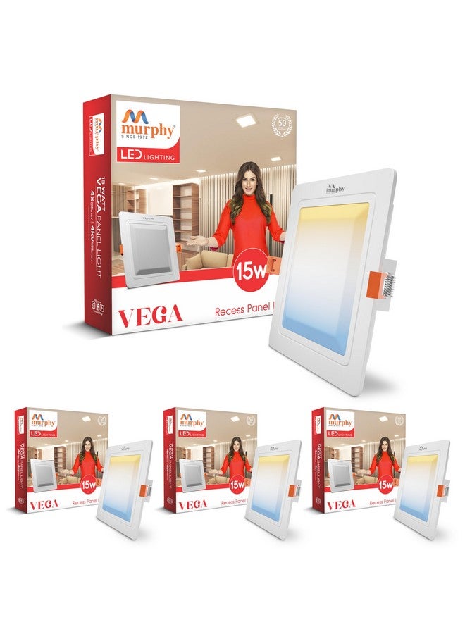 Murphy 15W Vega 3-in-1 Square LED Panel Ceiling Color Changing Light (Cool White/Warm White/Natural White, Pack of 4) - Image 1