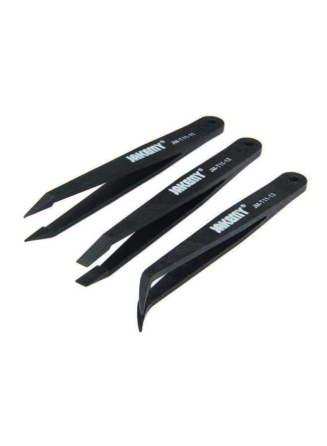 JAKEMY 3-Piece Repairing Tweezers Set Black - Image 3