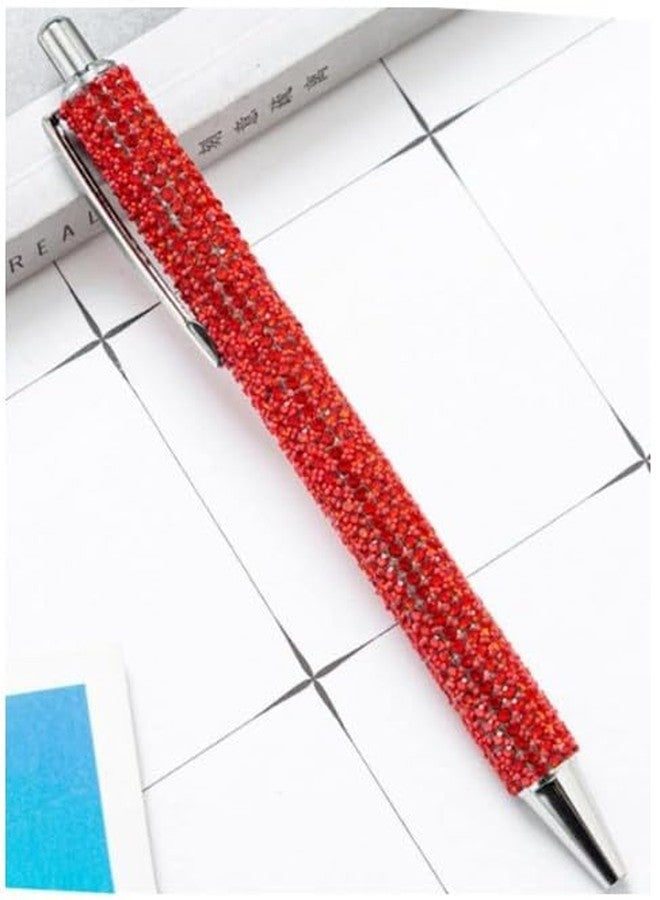 Galepromot Red Rhinestone Bling Metal Ballpoint Pens Stationery Press Pen Black Ink Gift Pens for Women Girls Coworkers Novelty Cool Signature Pen Writing and Correction Supplies Ballpoint Pens Pens and Refills - Image 1