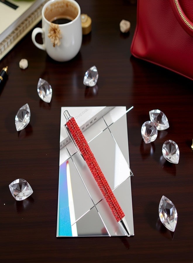 Galepromot Red Rhinestone Bling Metal Ballpoint Pens Stationery Press Pen Black Ink Gift Pens for Women Girls Coworkers Novelty Cool Signature Pen Writing and Correction Supplies Ballpoint Pens Pens and Refills - Image 3