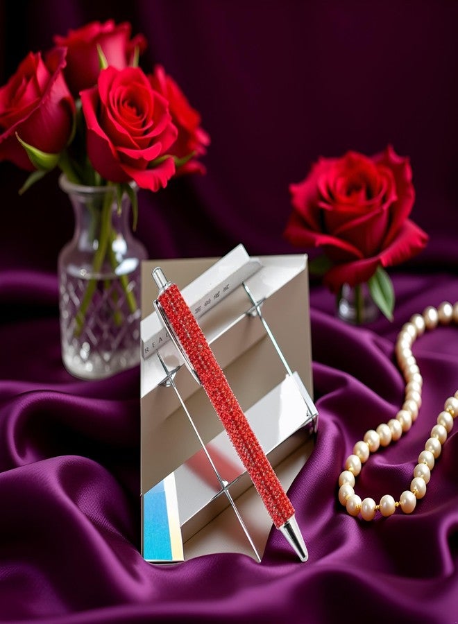 Galepromot Red Rhinestone Bling Metal Ballpoint Pens Stationery Press Pen Black Ink Gift Pens for Women Girls Coworkers Novelty Cool Signature Pen Writing and Correction Supplies Ballpoint Pens Pens and Refills - Image 5
