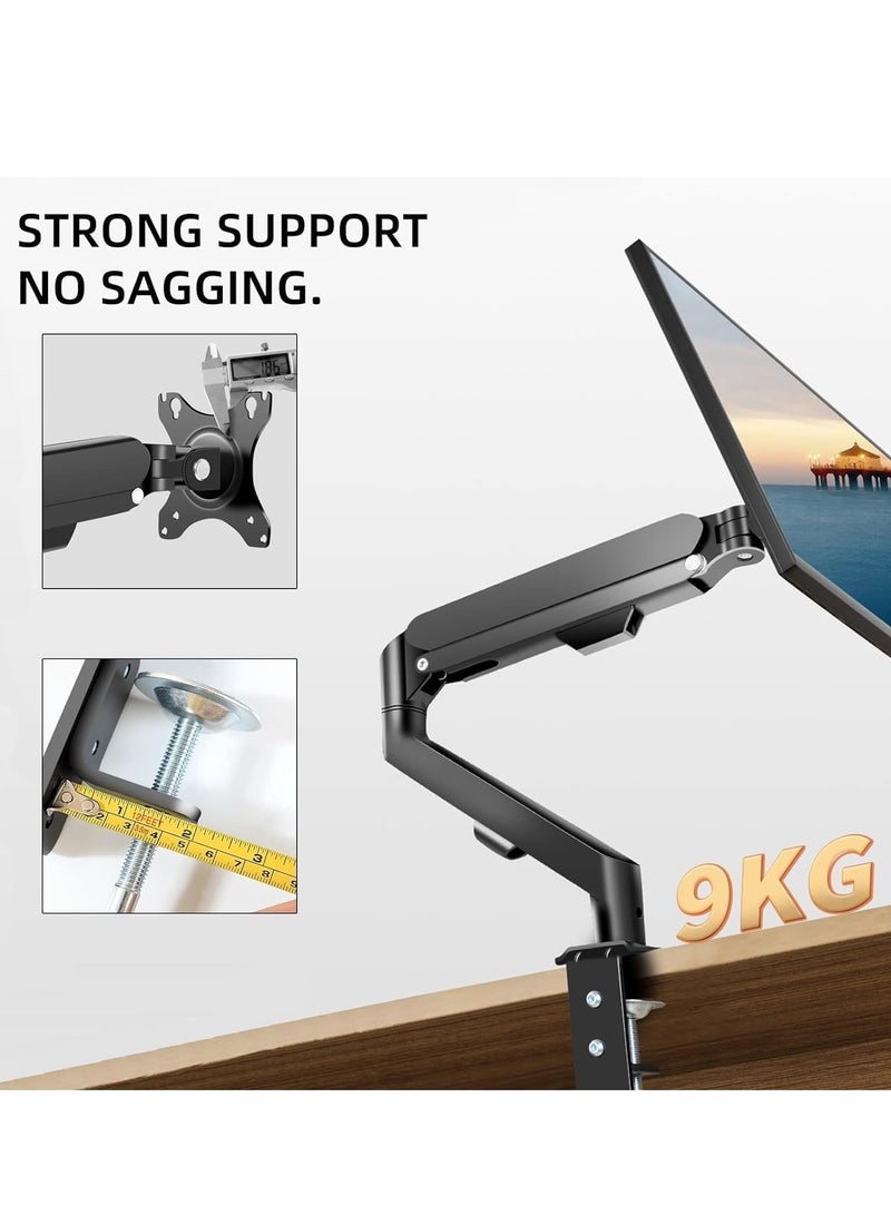 MIXDE Monitor Desk Mount Single Arm Stand, Full Motion Monitor Arm with Gas Spring for 17-30 Inch Computer Monitor  - Image 3