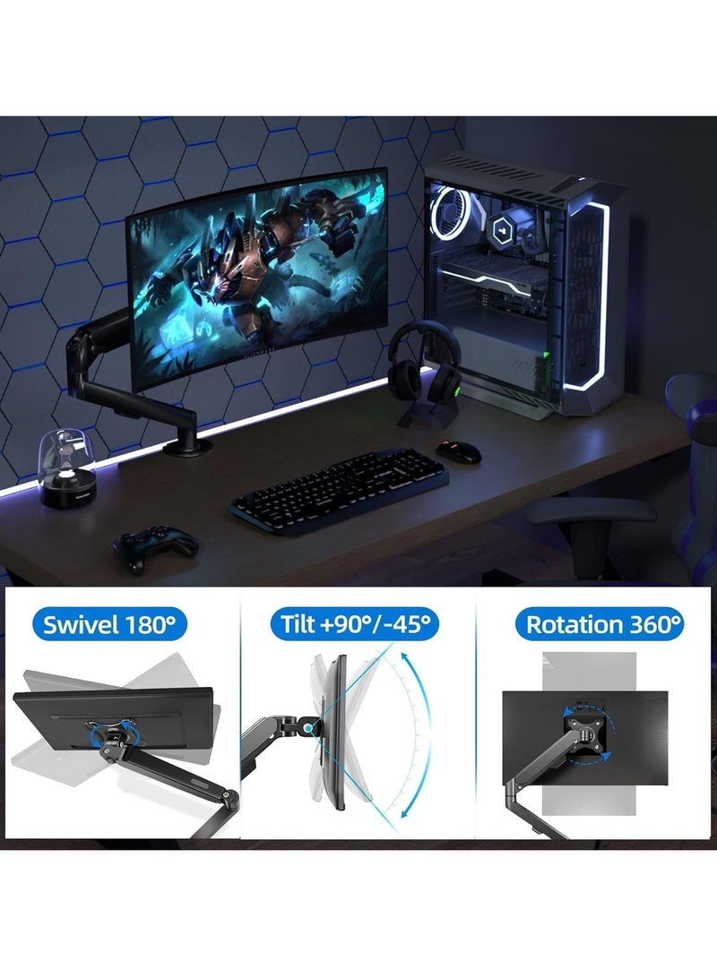 MIXDE Monitor Desk Mount Single Arm Stand, Full Motion Monitor Arm with Gas Spring for 17-30 Inch Computer Monitor  - Image 4