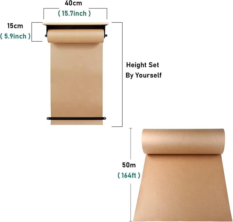 Bulletin Board Paper Butcher Paper Roll Holder，Includes 50m Long Kraft Paper Roll, for Kids Room Graffiti-Walls for Craft Poster Art Paper Roll Christmas Bouquet(15.7inch/40cm) - Image 2