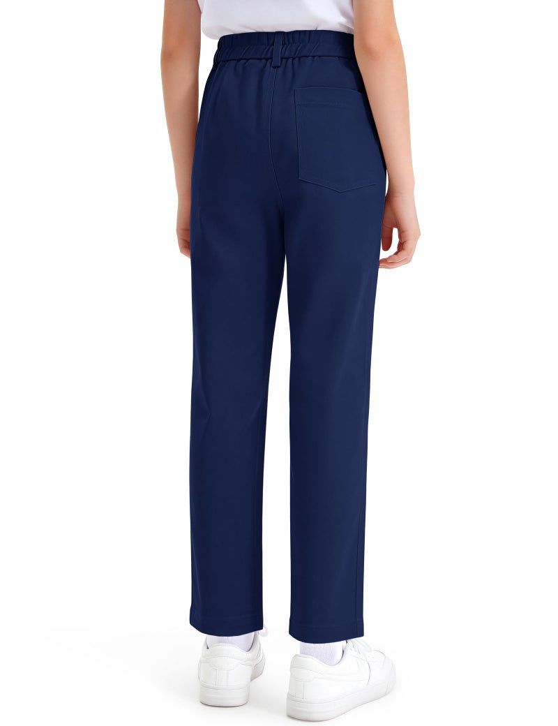 KEREDA Girls School Uniform Slim Fit Pants with Pockets, Elastic Waist, School Skinny Pants for Teen Girls Clothes 12-13 Years Navy - Image 4