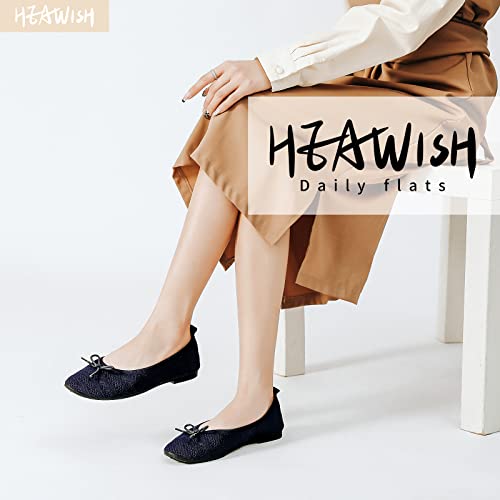 HEAWISH Women’s Flats Shoes Comfortable Navy Flats Crochet Lace Mesh Round Toe Slip On Casual Ballet Flats Dress Shoes(Navy, US7) - Image 2