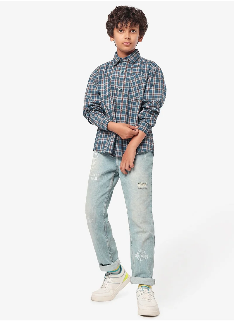 ليلك Boys Checkered Shirt