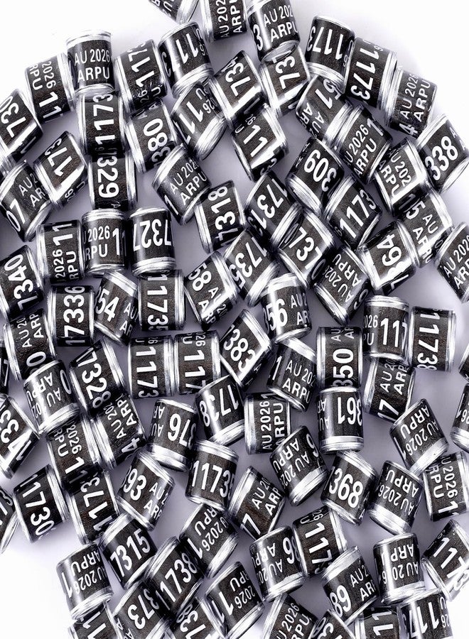 FULAIERGD 100Pcs Aluminium Pigeon Leg Rings Dove Leg Rings Identify Pigeon Bands with 2026 ARPU Training Identify Birds Foot Ring (Black) - Image 5