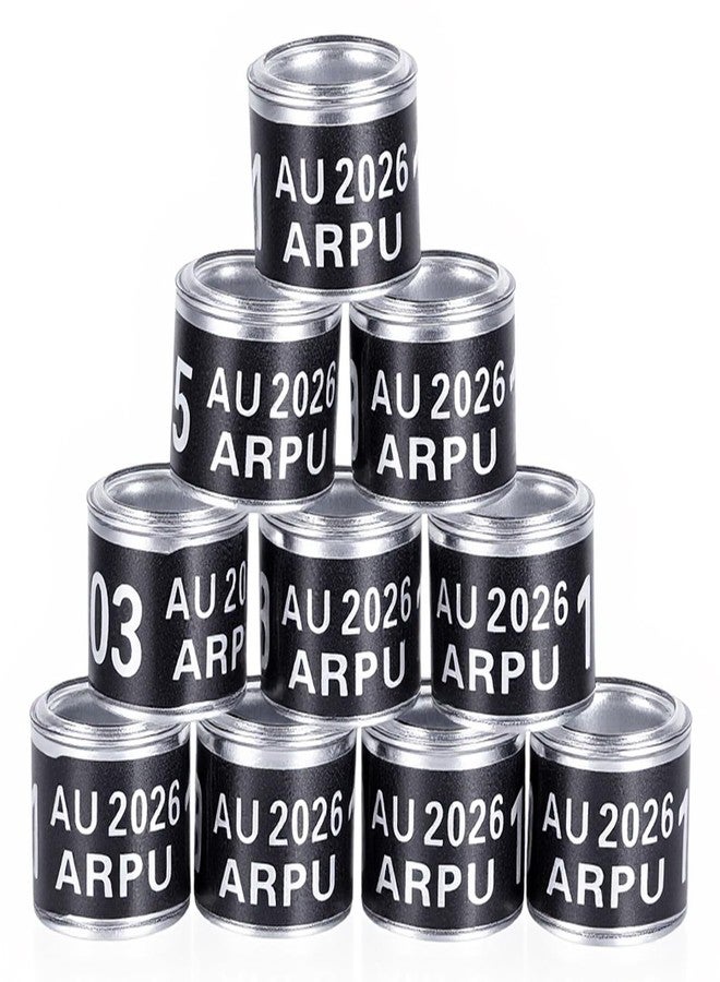FULAIERGD 100Pcs Aluminium Pigeon Leg Rings Dove Leg Rings Identify Pigeon Bands with 2026 ARPU Training Identify Birds Foot Ring (Black) - Image 1