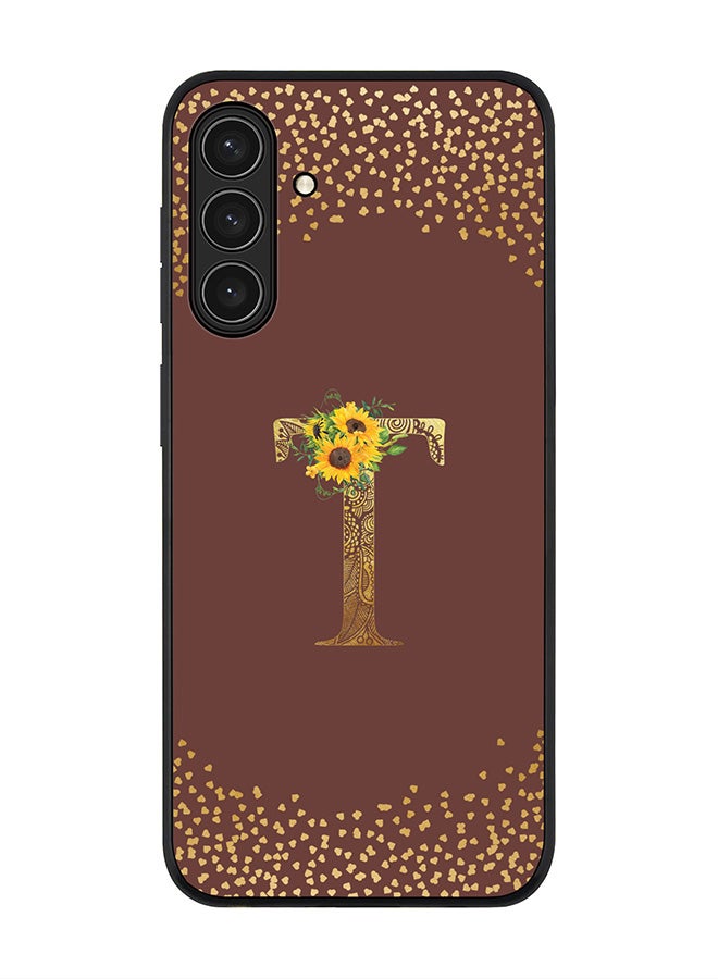 Stylizedd For Samsung Galaxy A26 5G Case,Slim fit Camera Protection, Shockproof Thin Phone cover  - Custom Floral Monogram - T  (Brown ) - Image 1