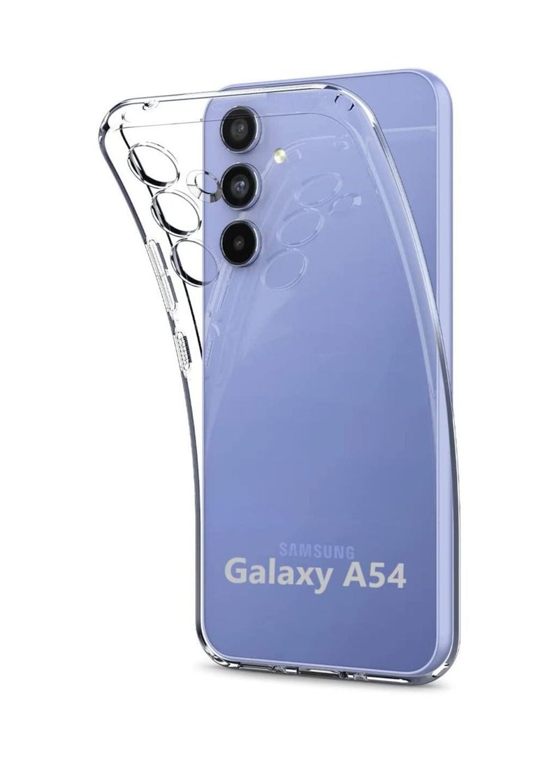 Samsung Galaxy A54 Case,Clear Shockproof Silicone Case With Camera Protection Cover [Slim-Fit] Soft Thin Full Cover Phone Case for Samsung Galaxy A54 5G Transparent 