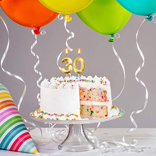 BBTO Birthday Candles Numeral Candles Cake Topper Decoration for Birthday Party Wedding Anniversary Celebration Supplies(Gold,30th) - Image 3