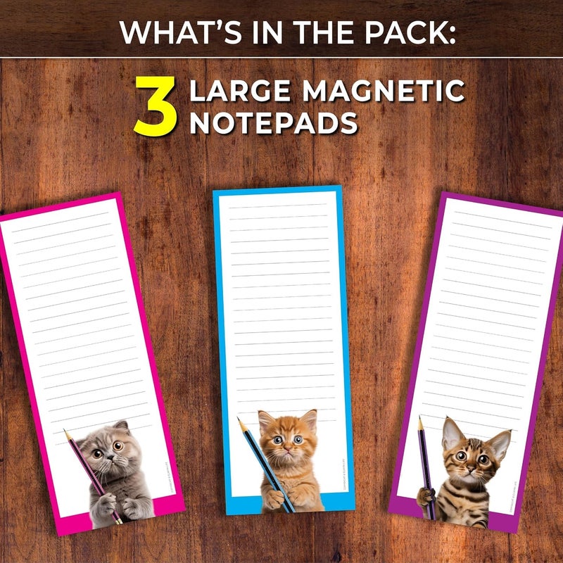 Funny Cats Large Magnetic Notepads for Refrigerator (3 Pack) 3.5 x 9-40 Sheets per Pad - Grocery List Magnet Pad for Fridge, Cute Note Pads, Memo Pad, Meal Planner, To Do List from magy store - Image 4