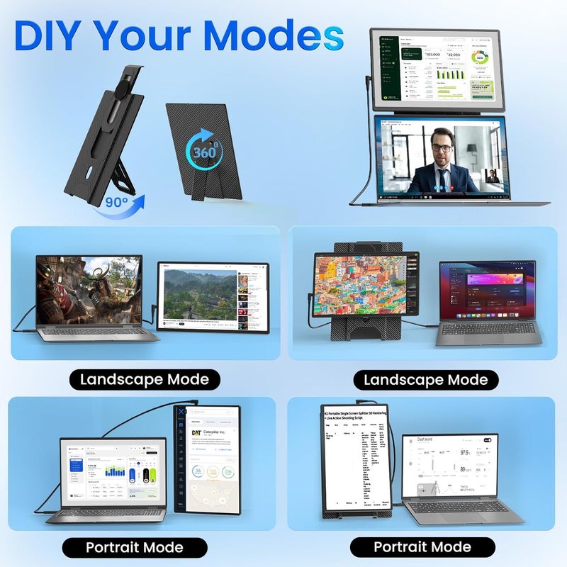 أوكير Portable Monitor for Laptop - Laptop Screen Extender HDMI USB C Travel External Display with Stand Gaming Monitor for PC MAC Switch Phone Computer Xbox PS4/5 - D1 - Image 3