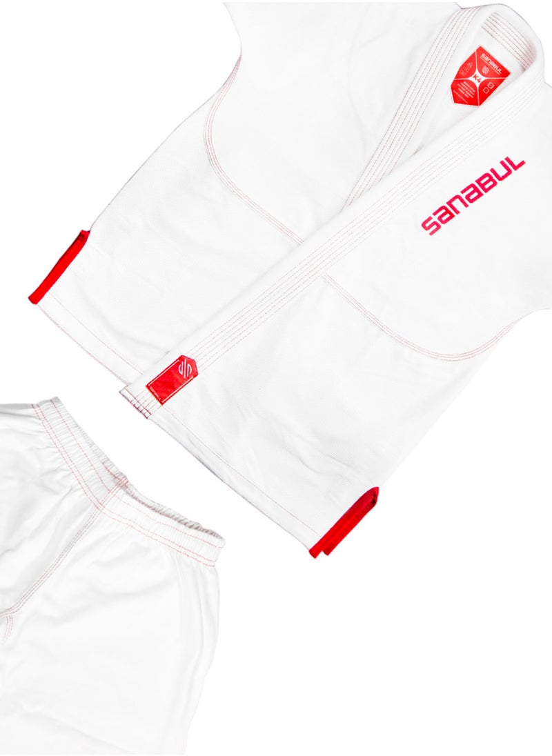 Sanabul  Future Legends Bjj Gi For Kids | Premium Youth Brazilian Jiu Jitsu Gi With Free White Belt | Lightweight & Durable Jiu Jitsu Kimono For Children And Youth (Silver/White, K2)  - Image 3