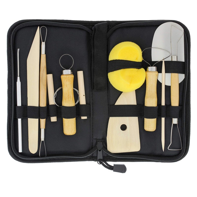 US Art Supply Pottery Clay Tools Set 12Piece Includes Pottery Tools Canvas Case for Sculpting Ceramics and Easy Storage Transport - Image 2