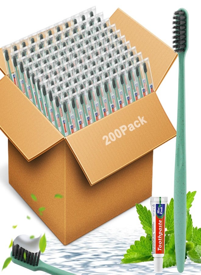 HOFASON Disposable Toothbrushes with Toothpaste 200 Pack, Travel Bulk Toothbrush Toothpaste Set, Individually Wrapped Travel Size Tooth Brush Paste Kit for Homeless Shelter Donation Church Hotel - Image 1