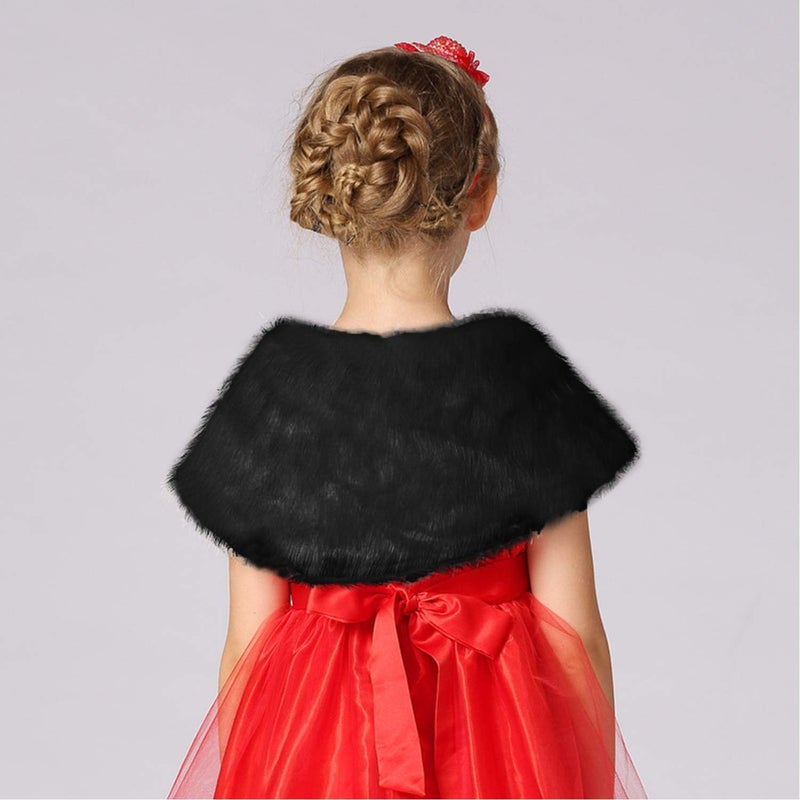 Fakeface Flower Girls Wrap Shawl Wedding Bridesmaid Tippet Stole Christmas Party Dress Costume Shrug Capelet - Image 3