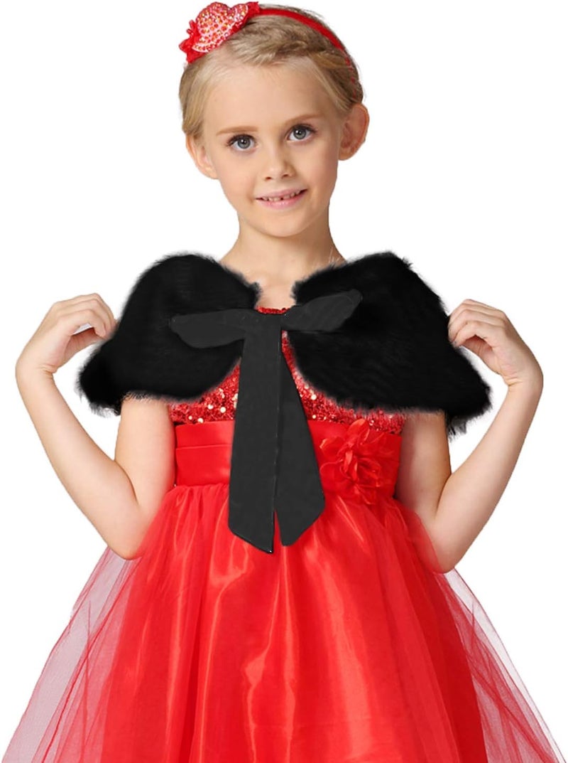 Fakeface Flower Girls Wrap Shawl Wedding Bridesmaid Tippet Stole Christmas Party Dress Costume Shrug Capelet - Image 2