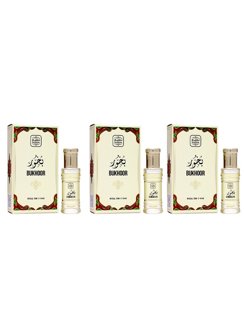 Bukhoor Perfume Oil Roll-On for Men & Women - 6ml (Pack of 3)