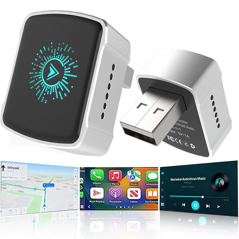 COCOING Wireless CarPlay Adapter & Android Auto (2-in-1) - Mini USB/USB-C Adapter Converts Wired to Wireless, Plug & Play, Stable Lag-Free for iPhone & Android (2026 Upgraded) - Image 1