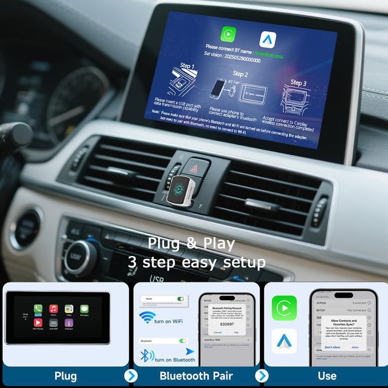 COCOING Wireless CarPlay Adapter & Android Auto (2-in-1) - Mini USB/USB-C Adapter Converts Wired to Wireless, Plug & Play, Stable Lag-Free for iPhone & Android (2026 Upgraded) - Image 5