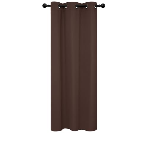 Deconovo Blackout Curtain Panel – Solid Grommet Top, Thermal Insulated & Energy‑Saving, Machine‑Washable Room Darkening Window Treatment for Bedroom & Living Room, 1 Panel, Chocolate, 42W x 63L