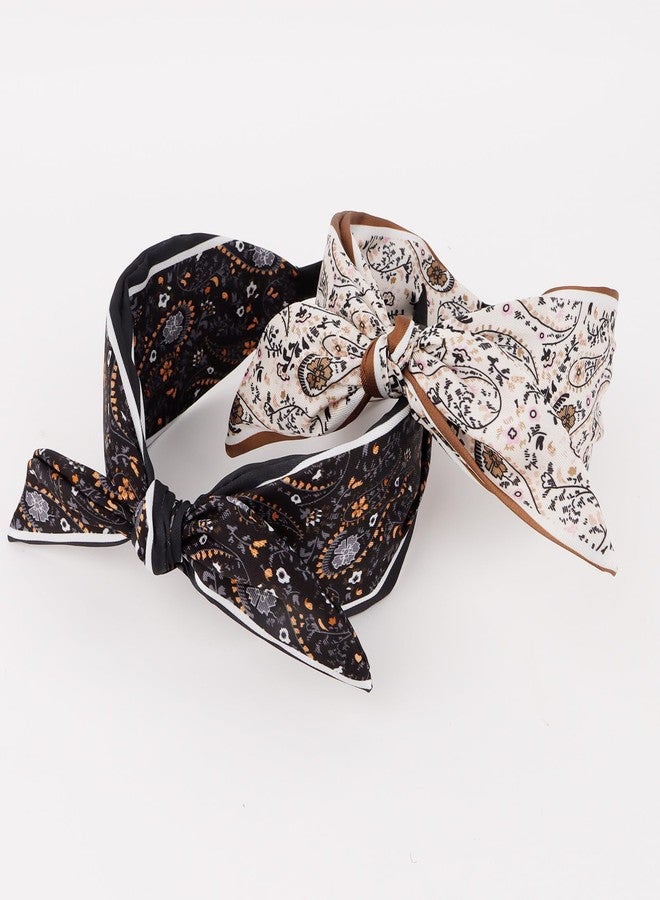 CAVETEE Bow Headbands for Women, Black and White Knotted Hair Bands for Women, 2 Pack Wide Hair Accessories - Image 5